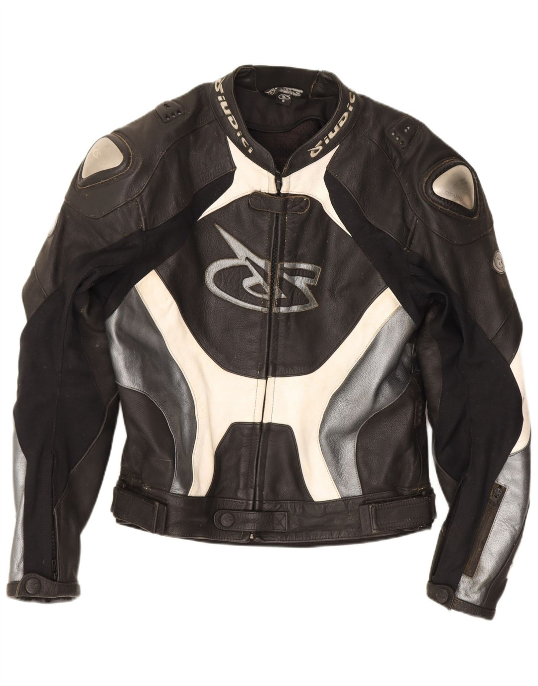 Giudici Veste de course graphique pour homme UK 36 Petit cuir color block noir