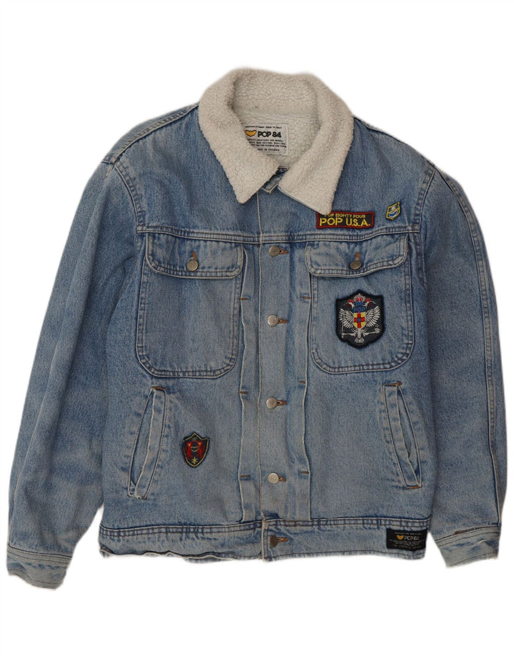 POP 84 Veste Sherpa en jean pour homme UK 38 Bleu moyen