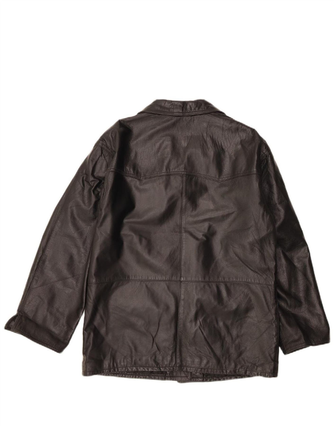 VINTAGE Womens Leather Jacket UK 16 Large Black Leather