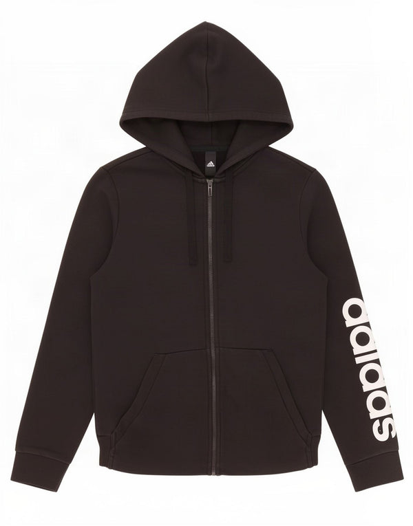 Adidas Pull à capuche zippé graphique pour femme UK 12/14 Coton noir moyen