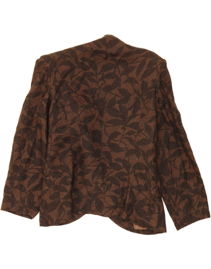 VINTAGE Womens Abstract Pattern Blazer Jacket UK 12 Medium Brown Vintage Vintage and Second-Hand Vintage from Messina Hembry 