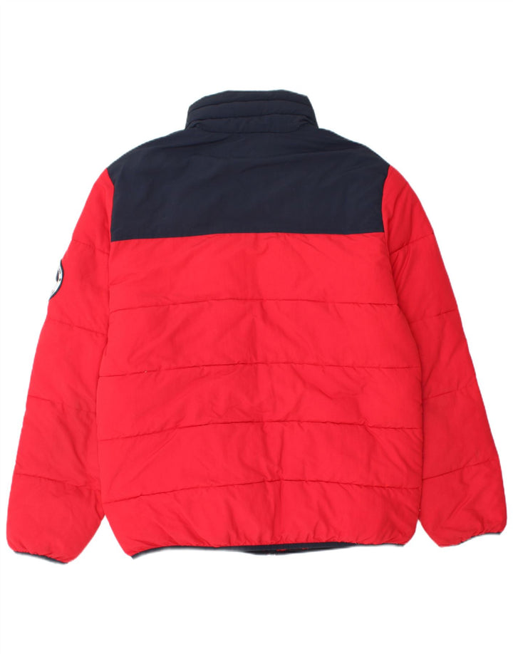 ELLESSE Veste matelassée pour homme UK 40 Large Rouge Colourblock Polyamide