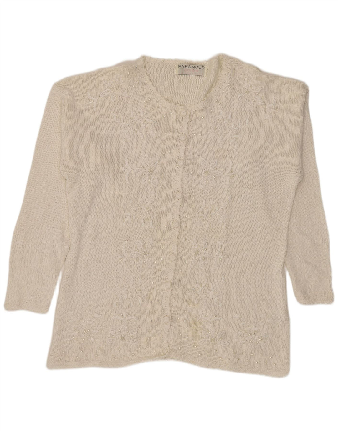 Paramour Cardigan pour femme Taille unique Blanc Floral Ramie