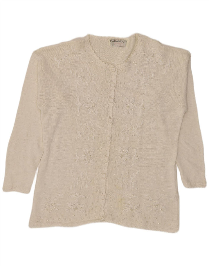 Paramour Cardigan pour femme Taille unique Blanc Floral Ramie