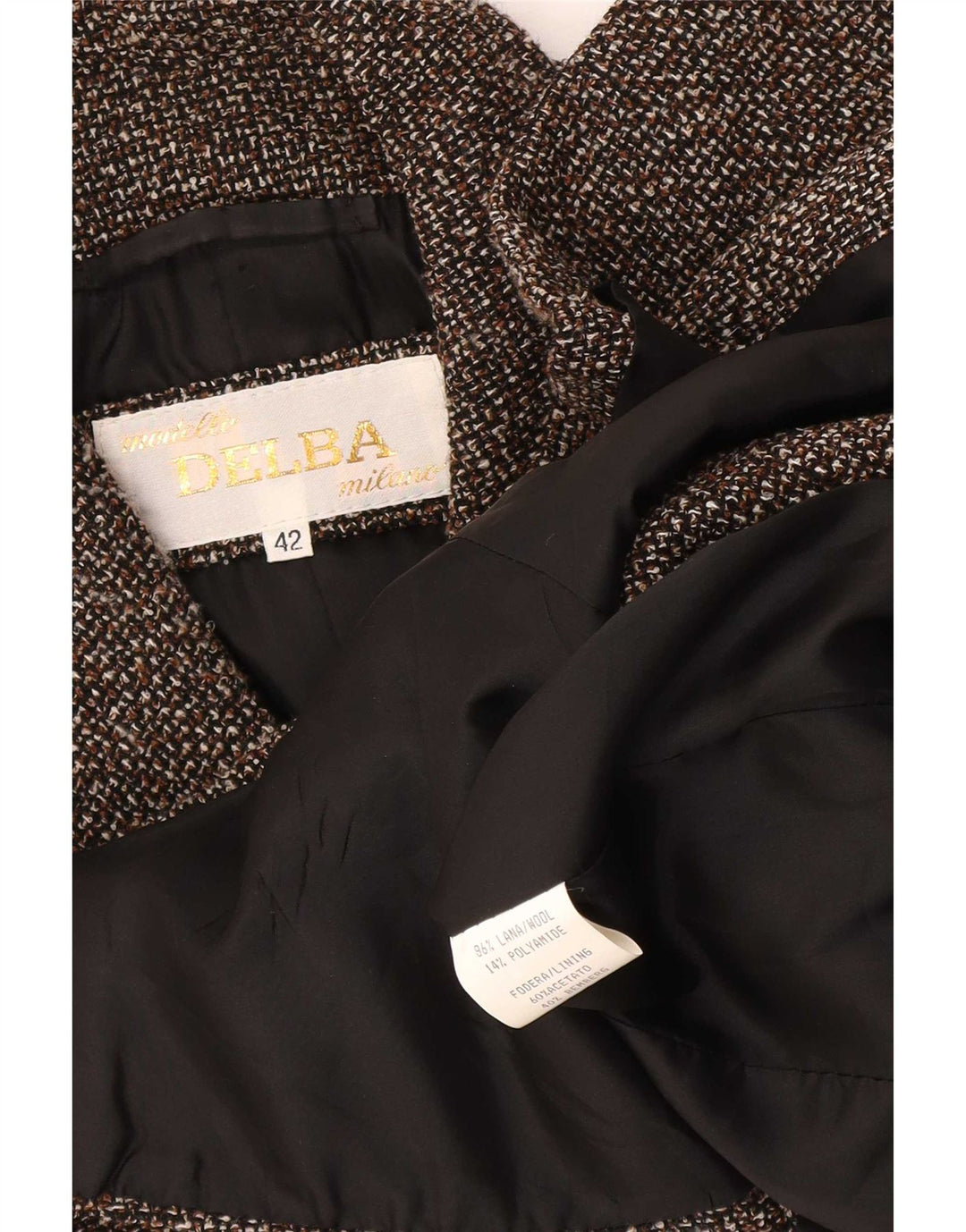 Delba Veste Blazer Double Boutonnage Femme EU 42 Grande Laine Mouchetée Marron