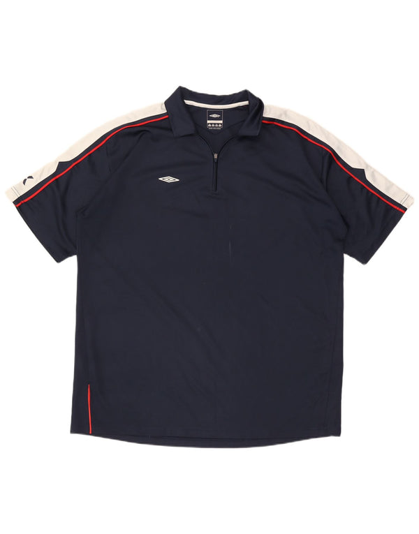 Umbro Polo à col zippé pour homme 2XL Bleu marine Colorblock Polyester
