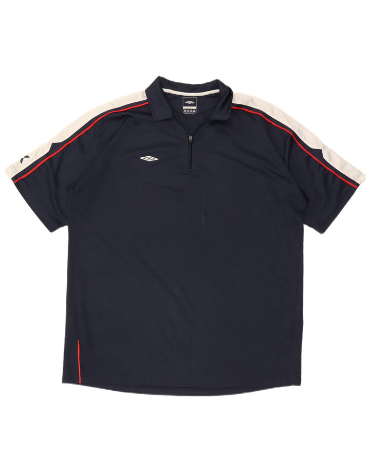 Umbro Polo à col zippé pour homme 2XL Bleu marine Colorblock Polyester