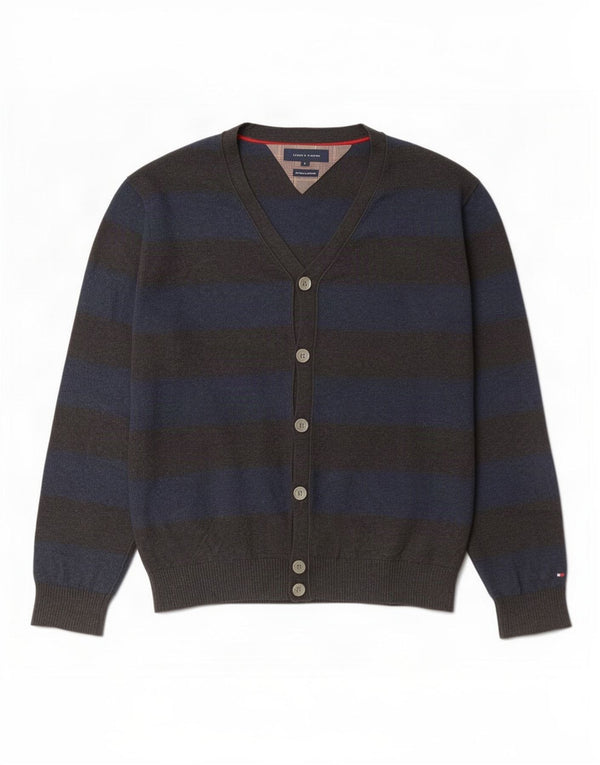 Tommy Hilfiger Cardigan pour homme en coton rayé gris Large