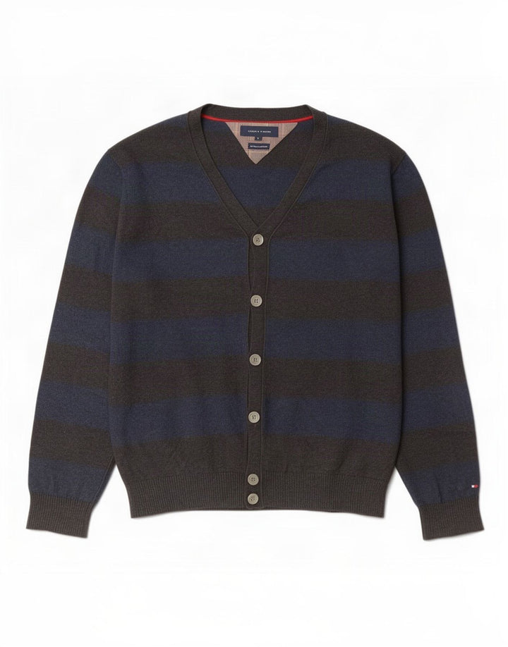 Tommy Hilfiger Cardigan pour homme en coton rayé gris Large