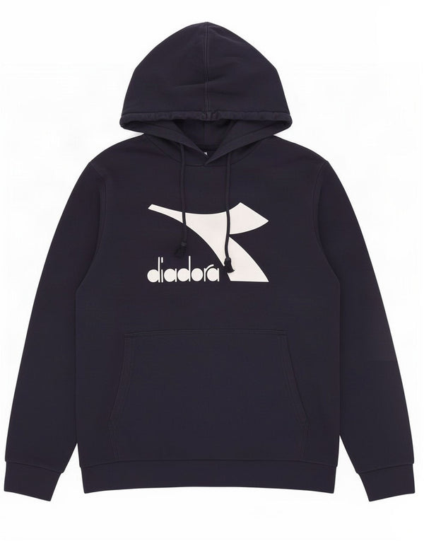 Diadora Pull à capuche graphique XL en coton bleu marine pour homme