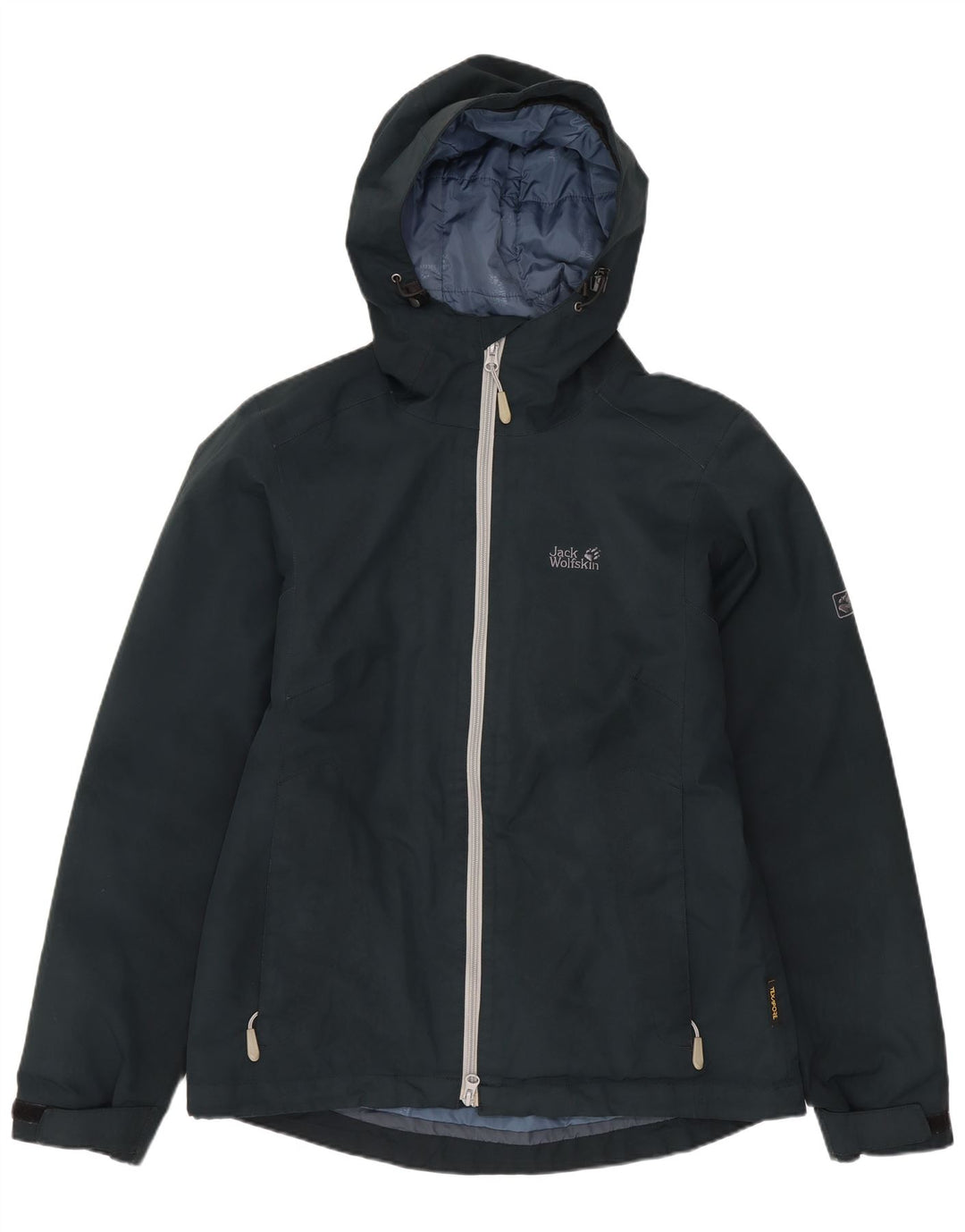 JACK WOLFSKIN Veste coupe-vent à capuche pour femme UK 12 Bleu marine moyen