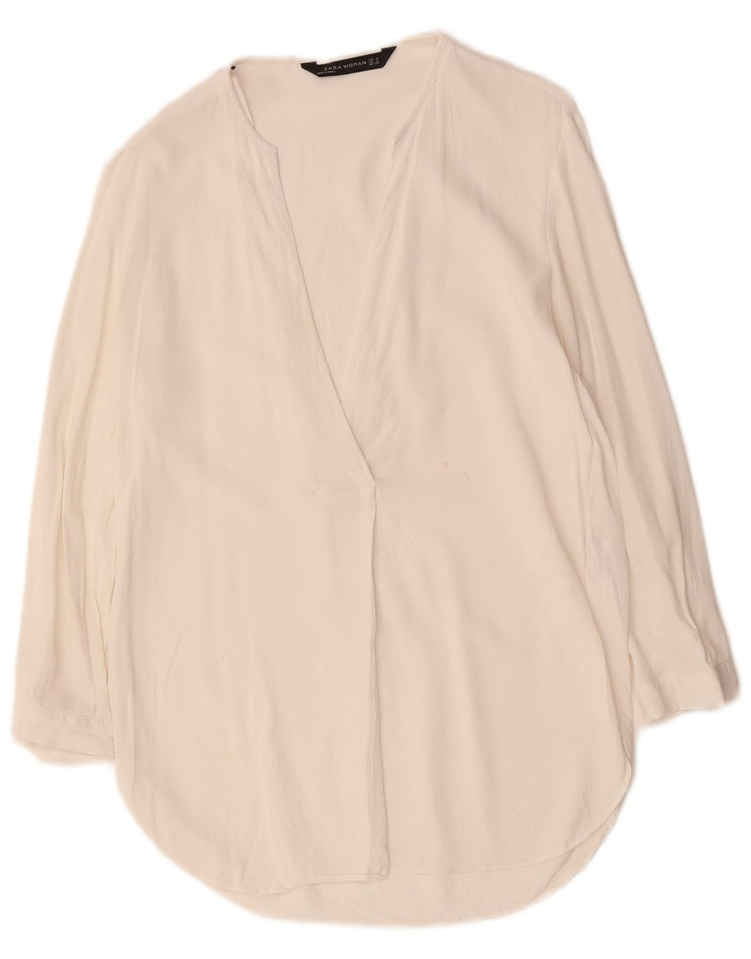 ZARA Femme Chemisier à manches 3/4 Top UK 14 Medium White Viscose