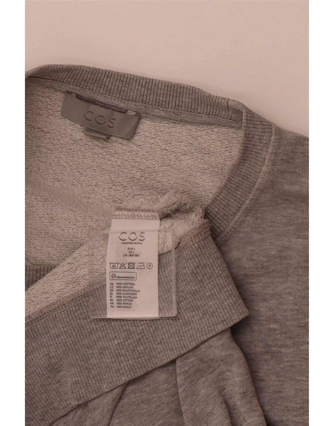 COS Sweat-shirt pour homme en coton gris Taille L