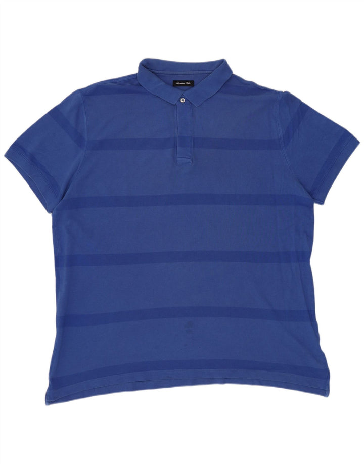 MASSIMO DUTTI Polo Homme 2XL Bleu Rayé