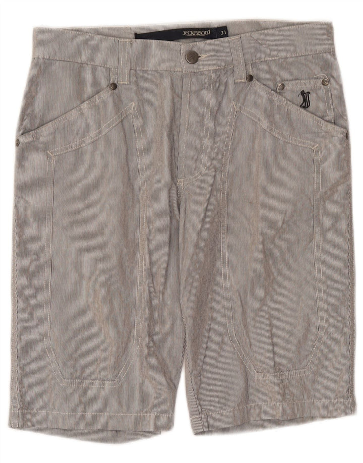 Jeckerson Bermuda Homme W31 Coton Rayé Gris Moyen