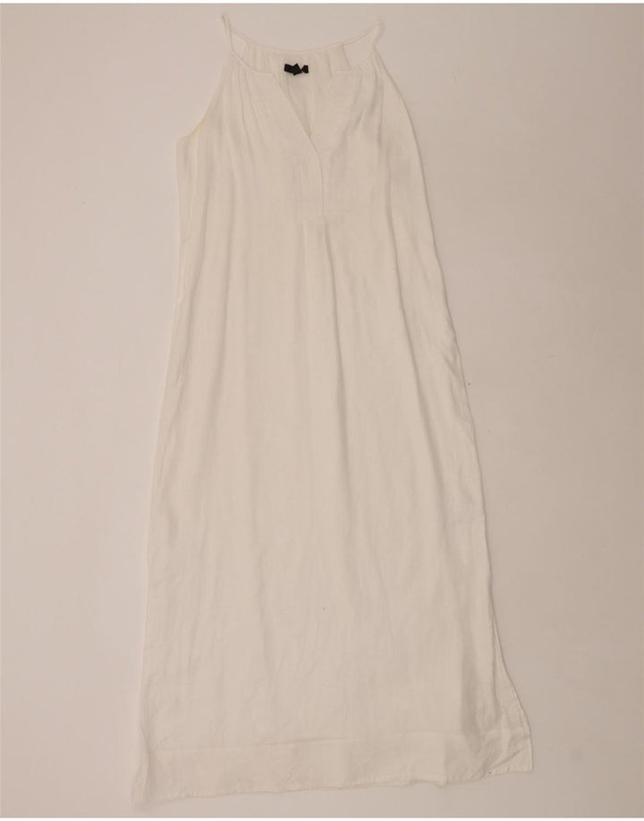 J. CREW Robe longue sans manches pour femme UK 10 Petit lin blanc