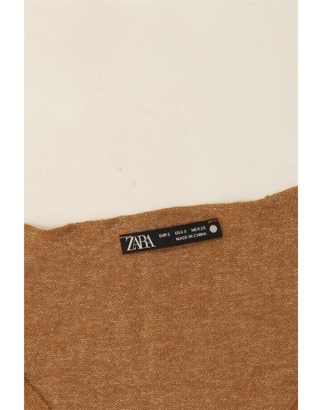 Zara Femme Top Manches Longues UK 10 Petit Beige Moucheté