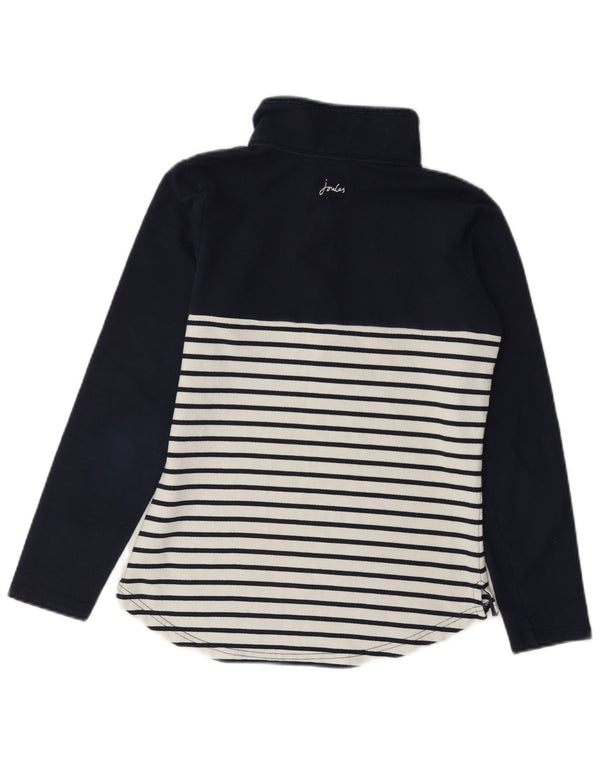 Joules Womens Zip Neck Sweatshirt Jumper UK 6 XS Bleu Marine Rayé Coton