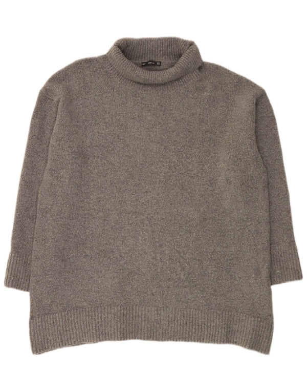 Zara Pull surdimensionné à col roulé pour femme UK 10 Petit Acrylique Gris