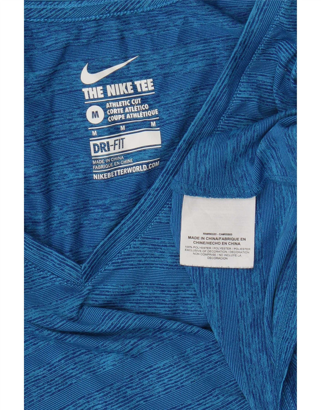 Nike Womens Dri Fit T-Shirt Top UK 12 Bleu Moyen Rayé Polyester