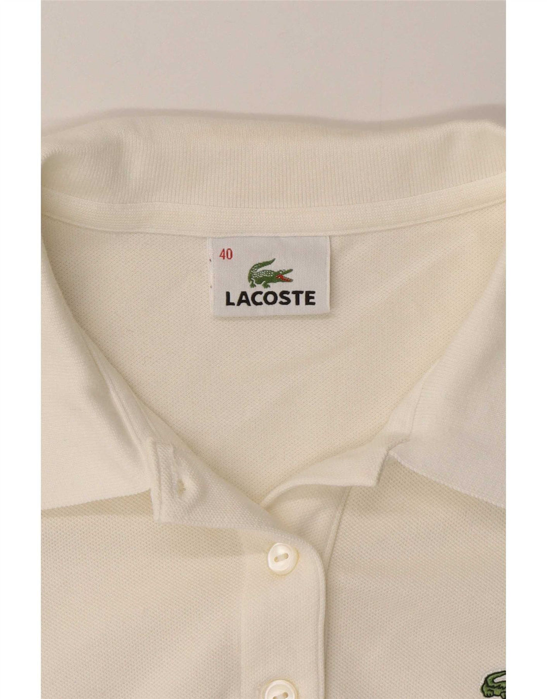 Lacoste Polo à manches longues femme taille 40 coton blanc moyen