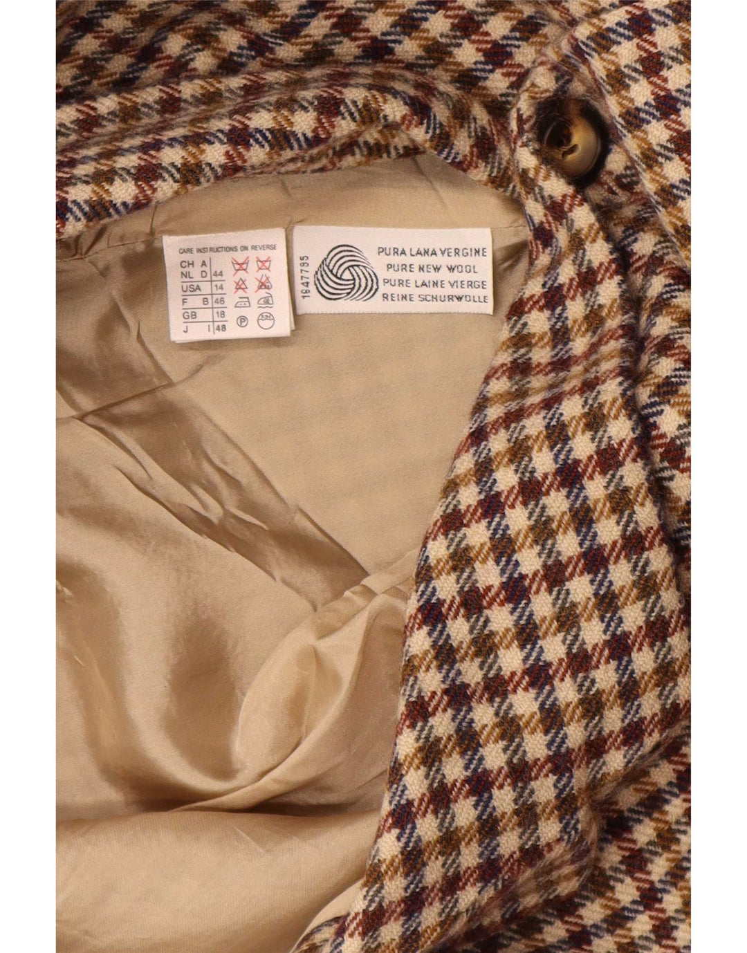 Marella Veste blazer à 3 boutons pour femme UK 18 XL Marron pied-de-poule Laine vierge