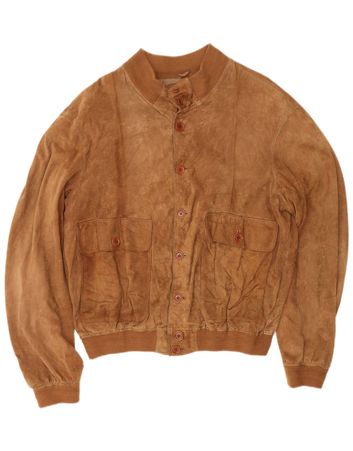 vintage Mens Suede Bomber Jacket UK 40 Grand Brun