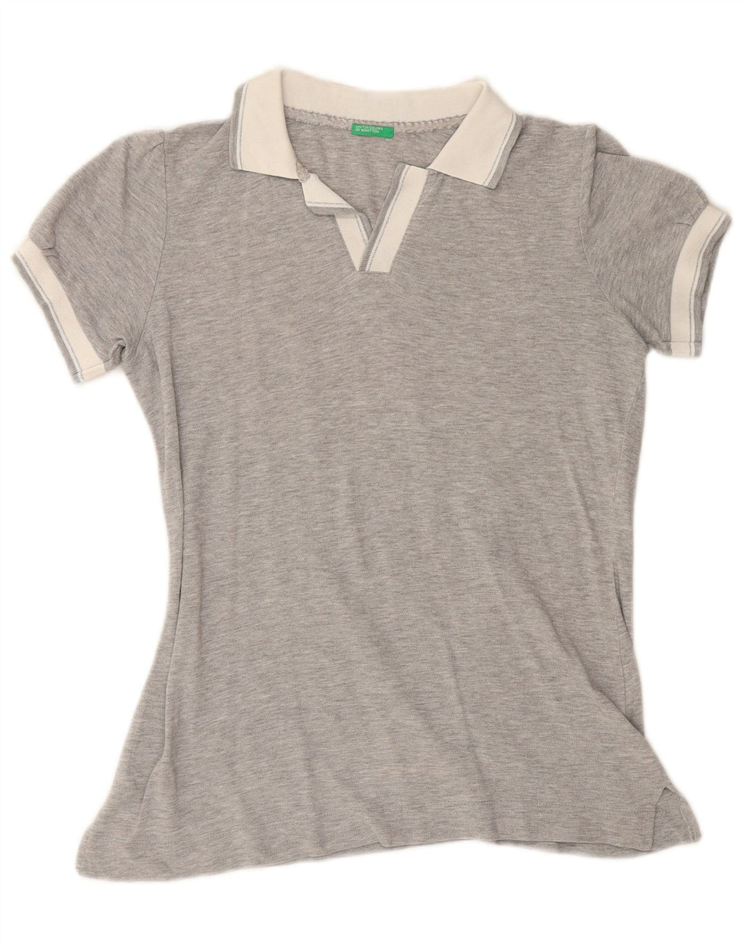 BENETTON Polo Femme UK 14 Gris Moyen
