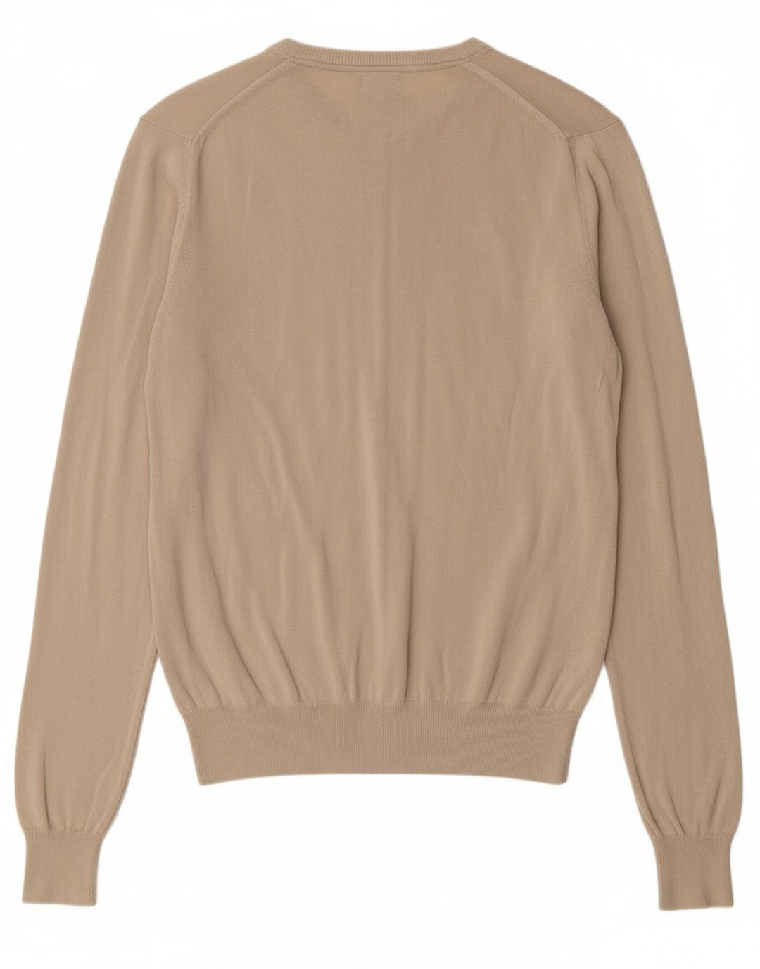 RIFLE Mens V-Neck Jumper Sweater Medium Beige Cotton
