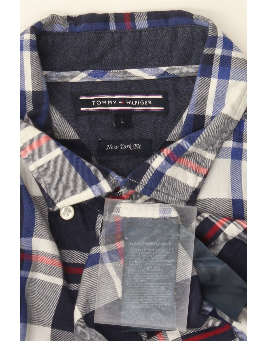 TOMMY HILFIGER Chemise New York Fit en Flanelle Homme Bleu Marine à Carreaux
