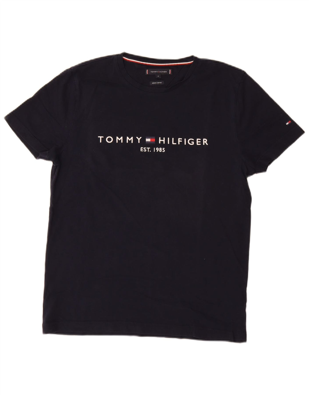 TOMMY HILFIGER T-Shirt Graphique Homme Bleu Marine Moyen Coton