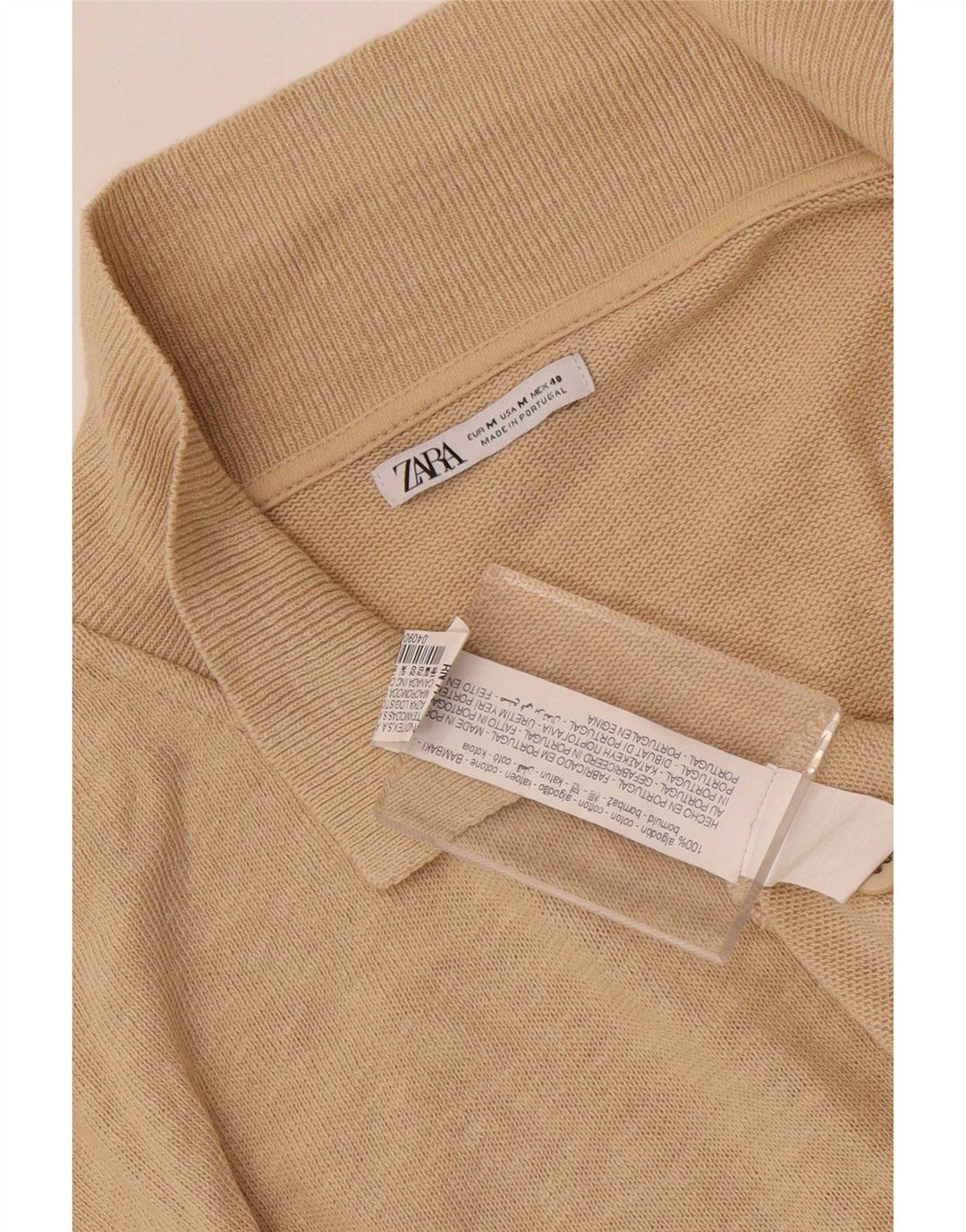 Zara Chemise À Manches Courtes Homme Beige Moyen Moucheté Coton