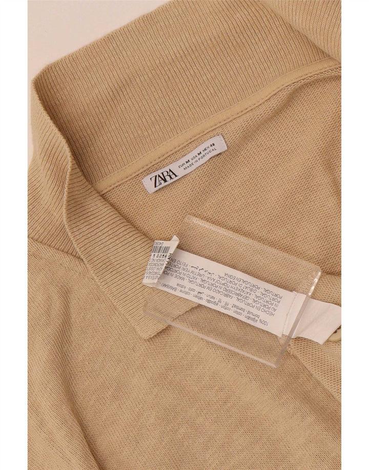 Zara Chemise À Manches Courtes Homme Beige Moyen Moucheté Coton