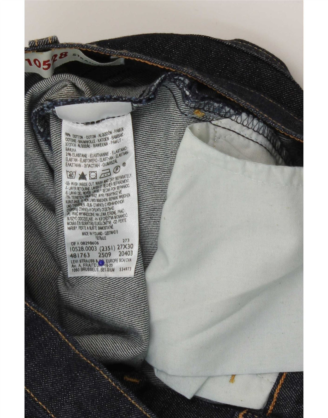 Levi's Jean Droit 528 Femme W27 L30 Bleu Marine Coton