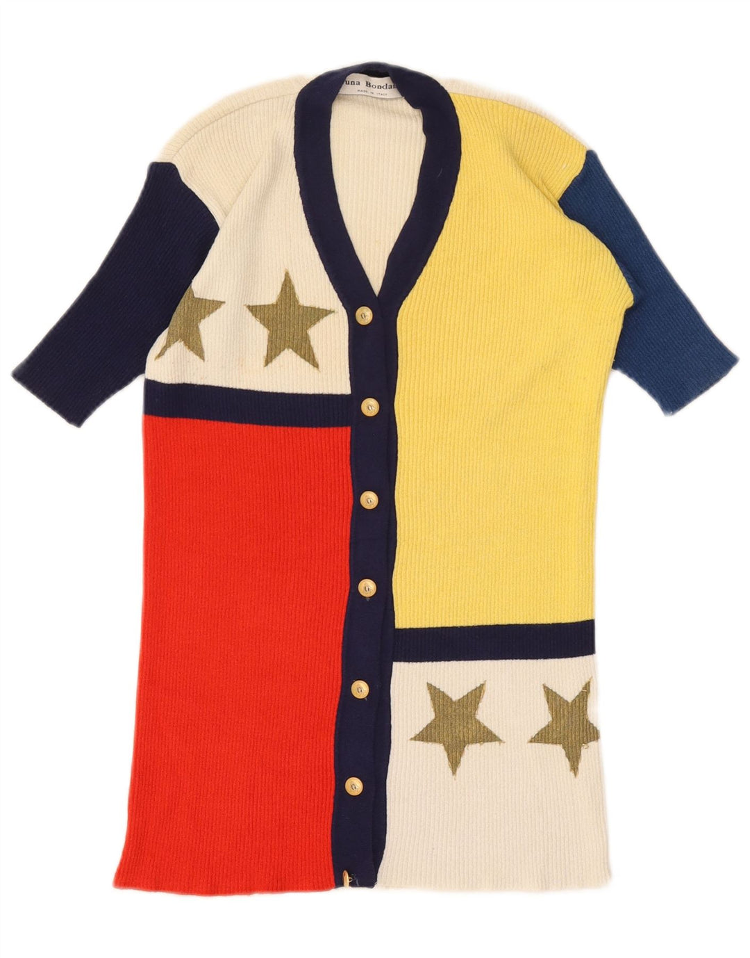 vintage Femme Graphique Cardigan Pull UK 12 Moyen Multicolore