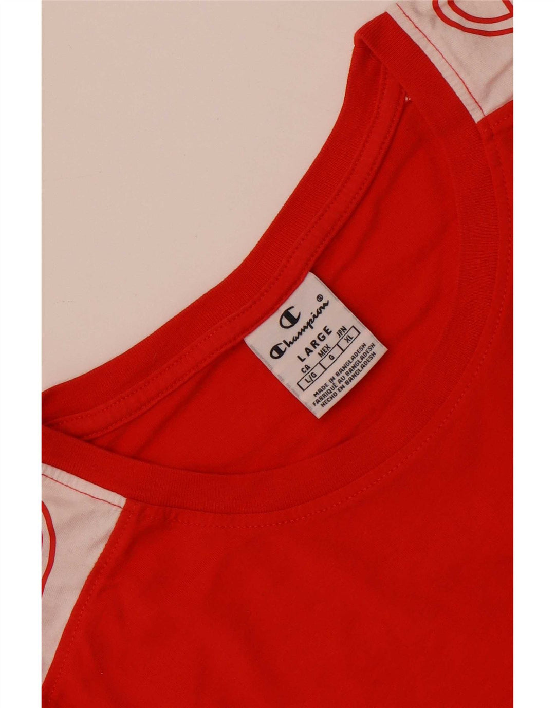 Champion T-Shirt Graphique Homme Large Rouge Colourblock