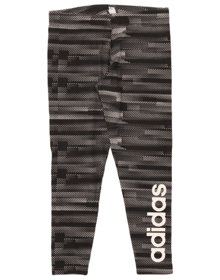 ADIDAS Leggings graphiques pour femmes UK 16/18 Grand coton rayé noir