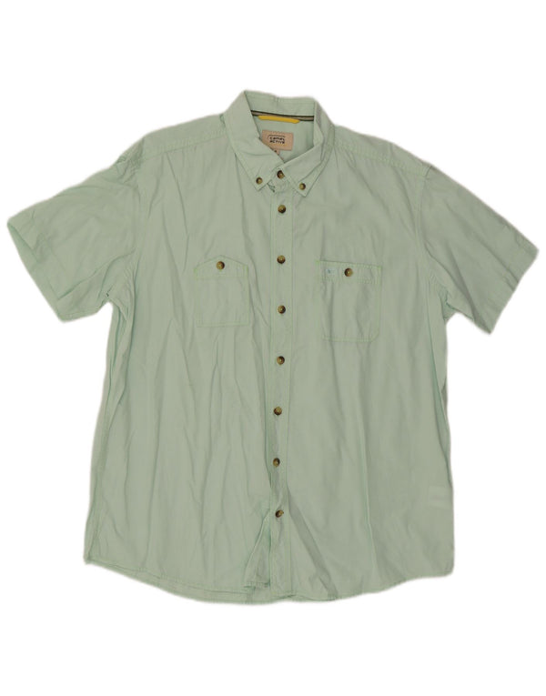 Camel Active Chemise à manches courtes pour hommes, coupe régulière, XL, vert, coton