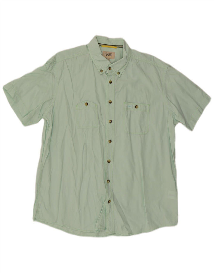 Camel Active Chemise à manches courtes pour hommes, coupe régulière, XL, vert, coton