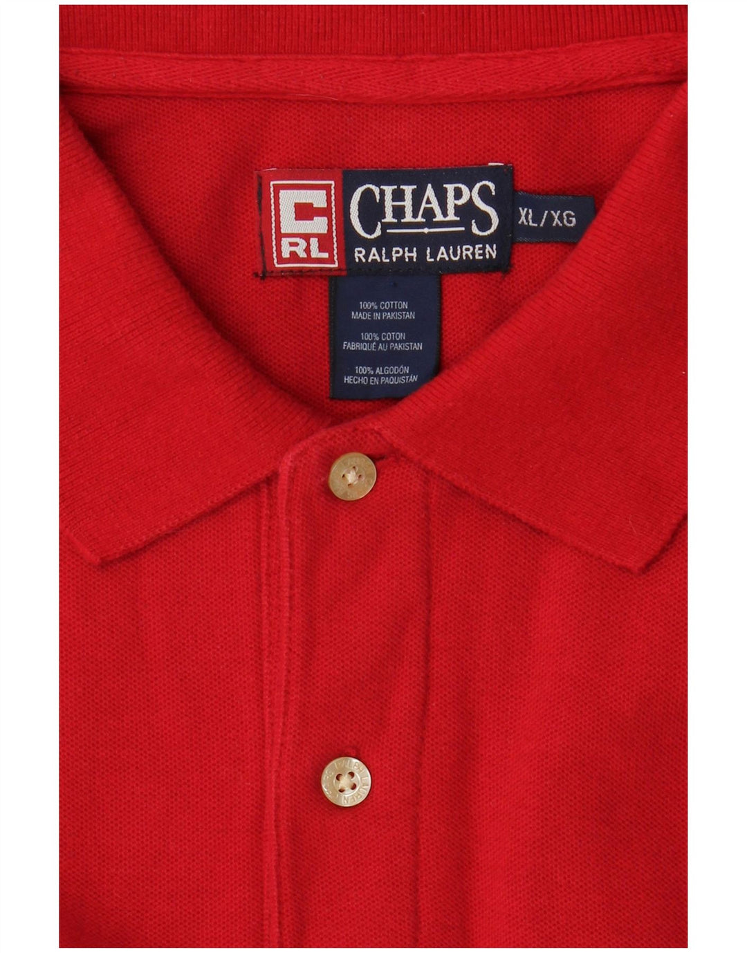 CHAPS RALPH LAUREN Polo Homme XL Rouge Rayé Coton