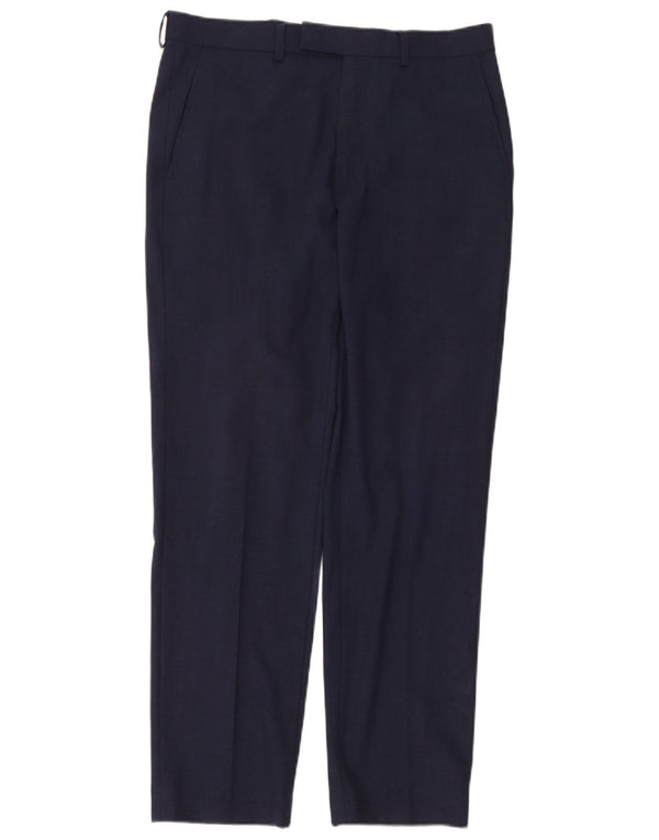 Marks & Spencer Pantalon de Costume Slim Homme W32 L31 Bleu Marine Laine