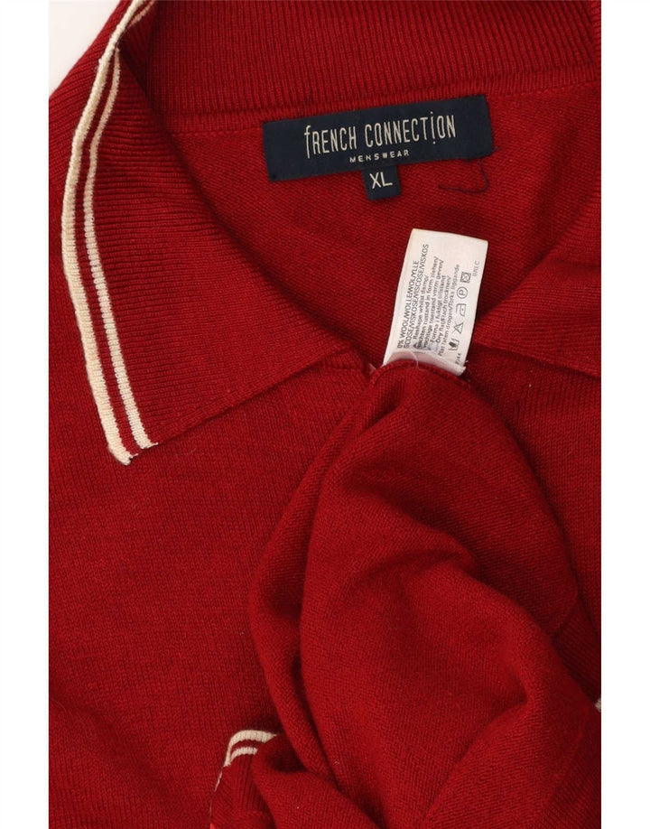 French Connection Cardigan Pull XL Homme Rouge Laine