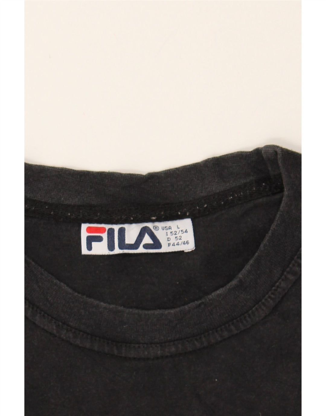 FILA Mens T-Shirt Top IT 52 Large Black Cotton Vintage Fila and Second-Hand Fila from Messina Hembry 