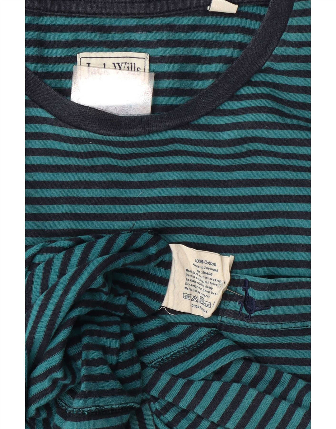 Jack Wills T-shirt pour homme en coton à fines rayures bleu moyen