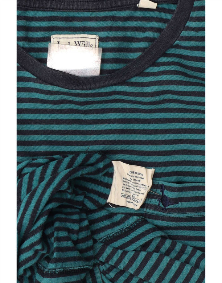Jack Wills T-shirt pour homme en coton à fines rayures bleu moyen
