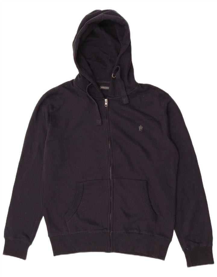 French Connection Sweat à Capuche Zippé Homme Bleu Marine Moyen Coton