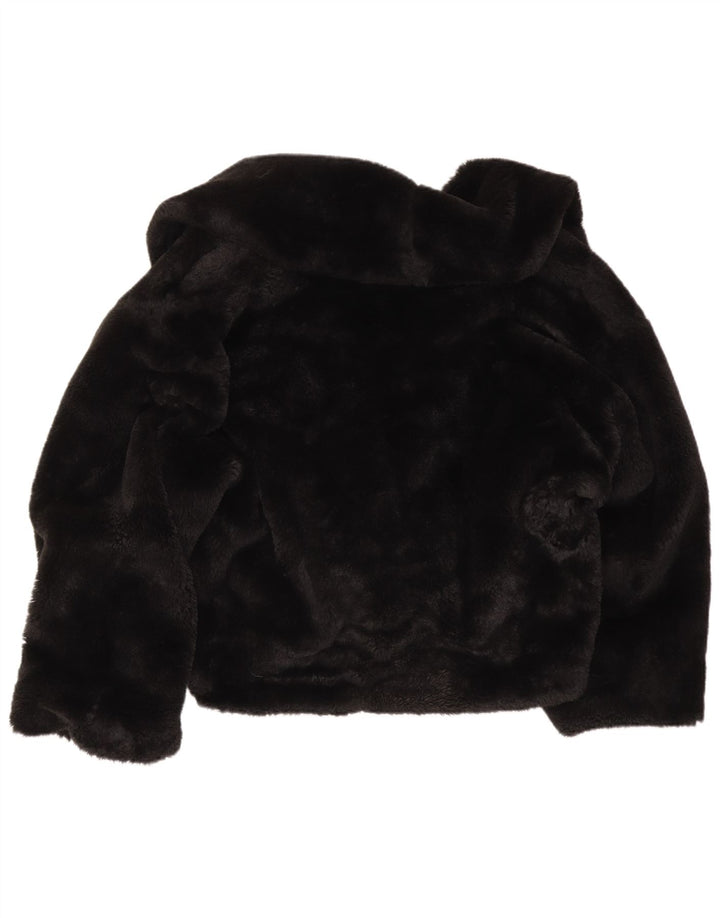 vintage Femmes Surdimensionné Fausse Fourrure Veste UK 16 Grand Noir