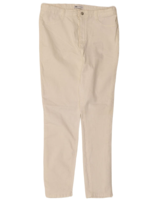 Zara Pantalon décontracté slim pour femme EU 46 2XL W36 L28 Coton blanc
