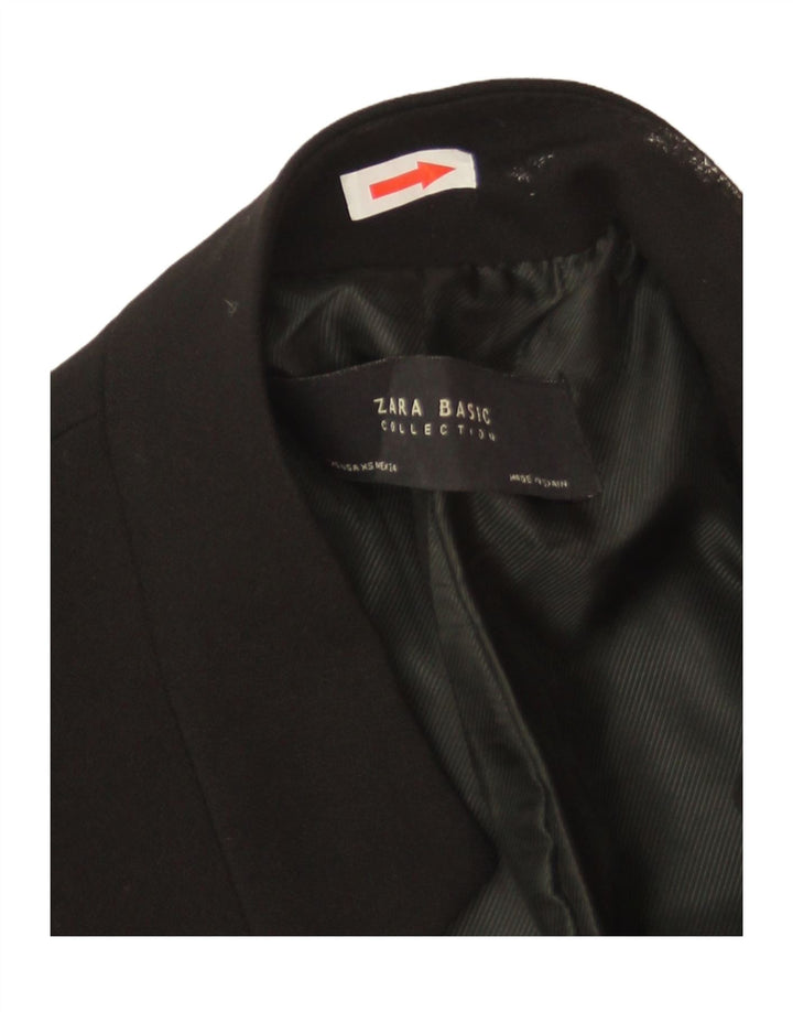 Zara Veste Blazer Longue Femme UK 6 XS Noir Polyester