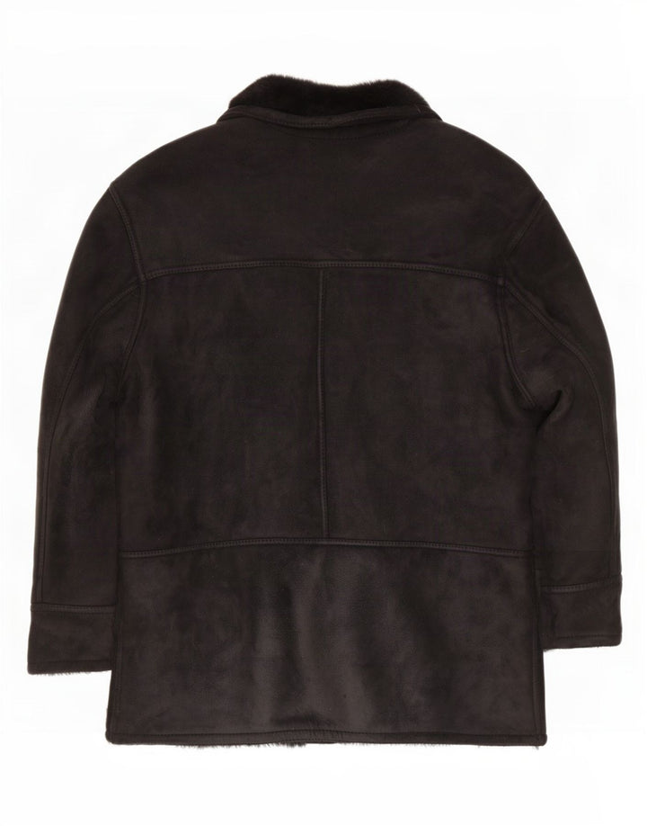 veste en peau de mouton vintage pour hommes UK 42 XL Noir